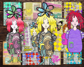 Printable Scrapbook Background Paper Set PDF – Decoupage & Collage Junk Journal, 8.5″x11″ Digital Download