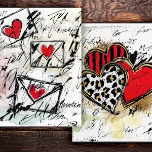 Love Letter Print,  12 Love Notes, Valentine Paper, Junk Journal Pages