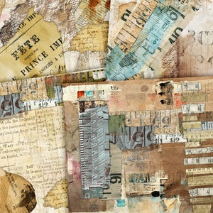 Scrap Collage Junk Journal Papers, 14 páginas de scrapbooking, 11" x 8,5", PDF