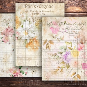 Pagine di registro floreali, 11 pagine di diario spazzatura e schede di registro, carta per scrapbooking, PDF