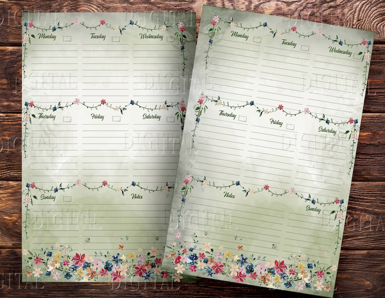 Floral Dateless Planner Printable: A5 Half Letter Size (digital PDF) - Etsy