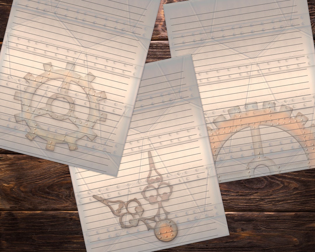 Printable Lined Paper, Steampunk Stationery Paper, Steampunk Writing ...