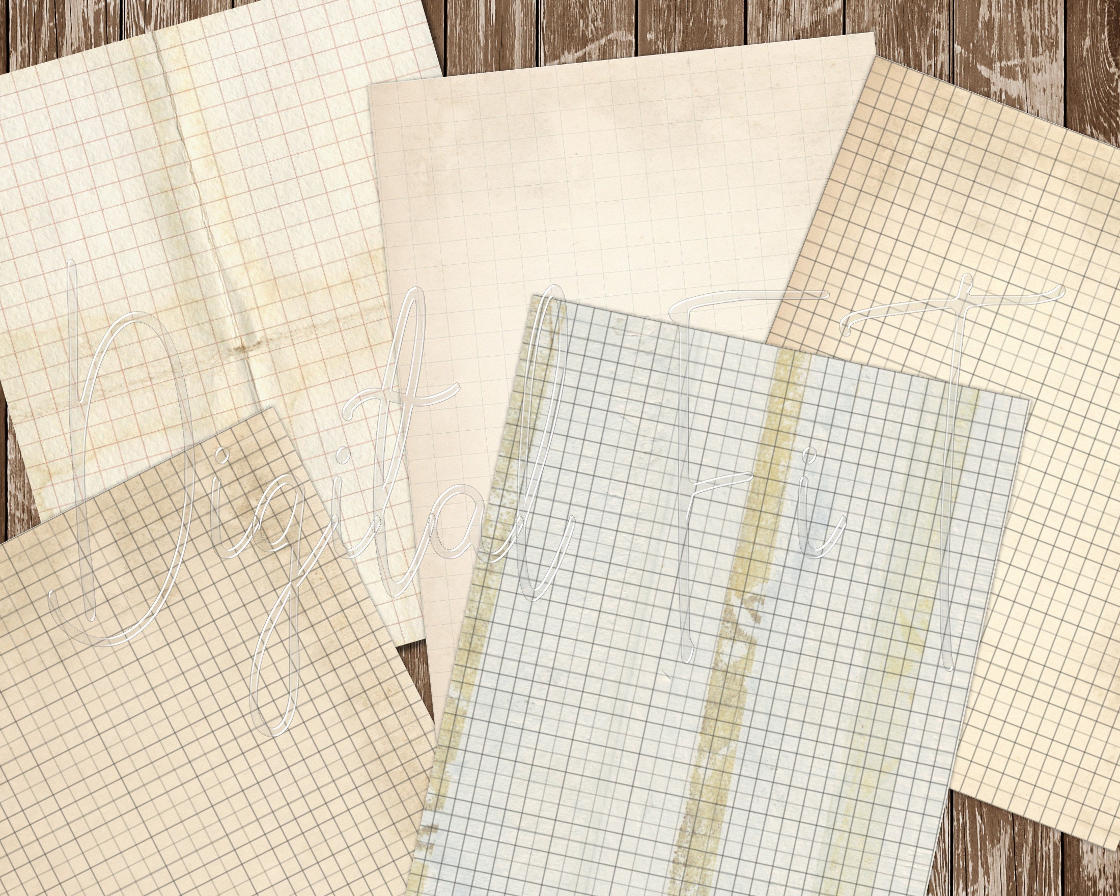 Grunge Lined & Graph Paper: Junk Journal Printable (PDF) - Etsy