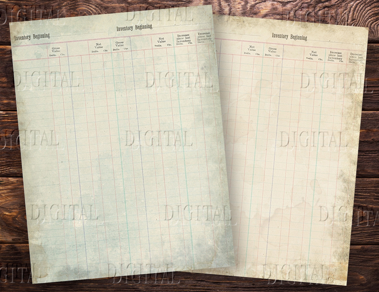 Printable Ledger Paper 15 Ledger Junk Journal Pages Old Etsy