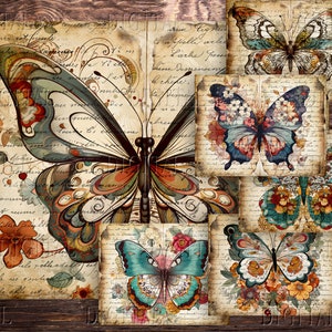 Watercolor Butterfly Junk Journal Kit: Vintage Digital Pages (PDF) - Etsy