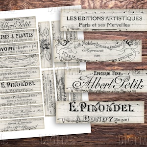French Ephemera, French Junk Journaling, 30 Printable French Stickers/Labels,  Scrapbook Embellishments, PDF