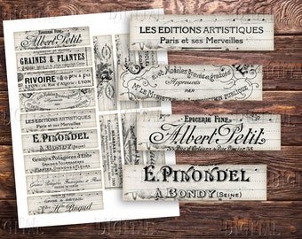 French Ephemera Stickers: Printable Junk Journal Embellishments (PDF Download)