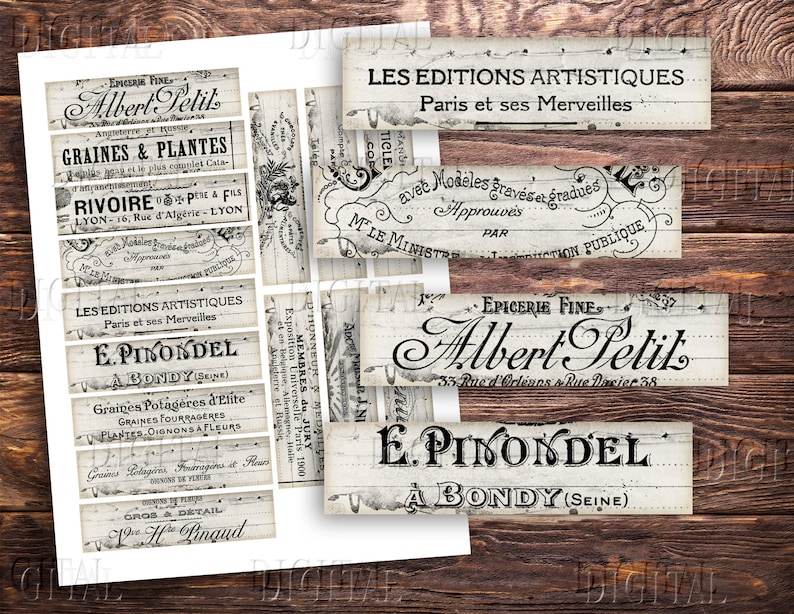 French Ephemera Stickers: Printable Junk Journal Embellishments (PDF Download) image 1