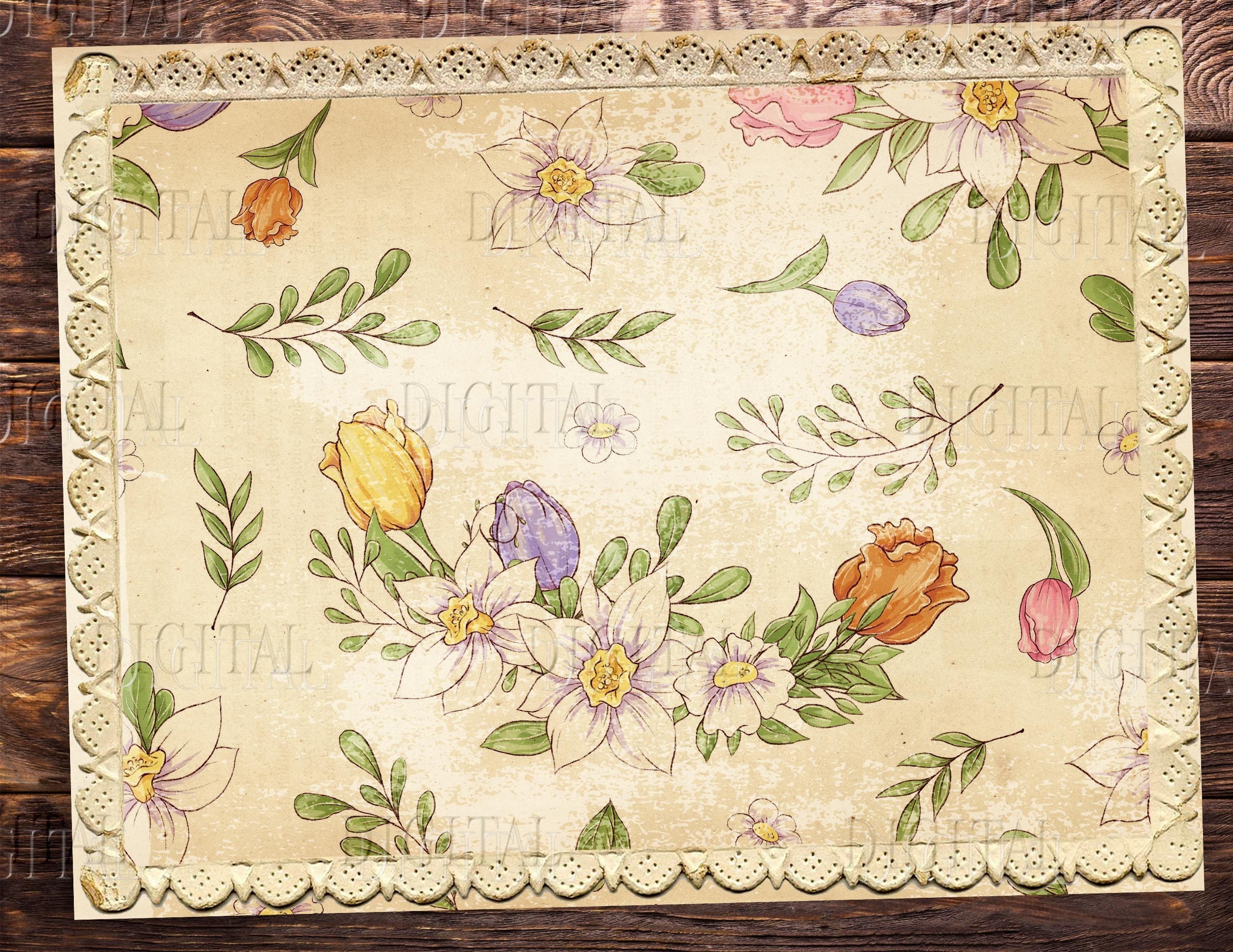 French Floral Insert, Junk Journal Pages, Journal Supplies, Vintage ...