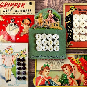 Nähen Ephemera Pack, 23 Vintage Knöpfe druckbare Karten, Digitale Knöpfe, PDF, Set 1