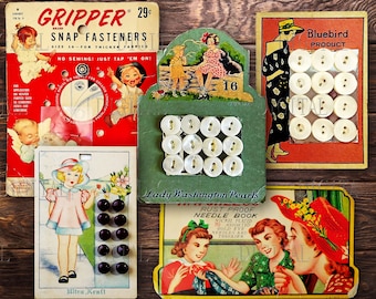 Sewing Ephemera Pack, 23 Vintage Buttons Printable Cards, Digital Craft Buttons, PDF, Set 1