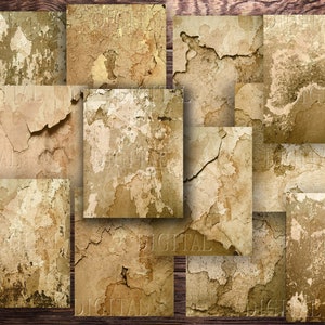 Rissiges altes Papier Junk Journal Printable, 12 Alte Farbe Vintage Scrapbooking Seiten, PDF