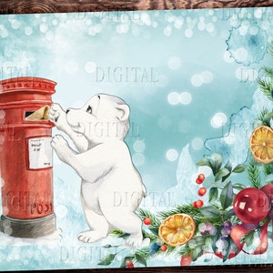 Ours polaire de Noël, mignons ours polaires d'hiver, 8 pages de journal d'hiver, PDF