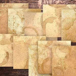 12"x12" Kaffee gefärbtes Papier, 10 Digital Stained Paper, PDF