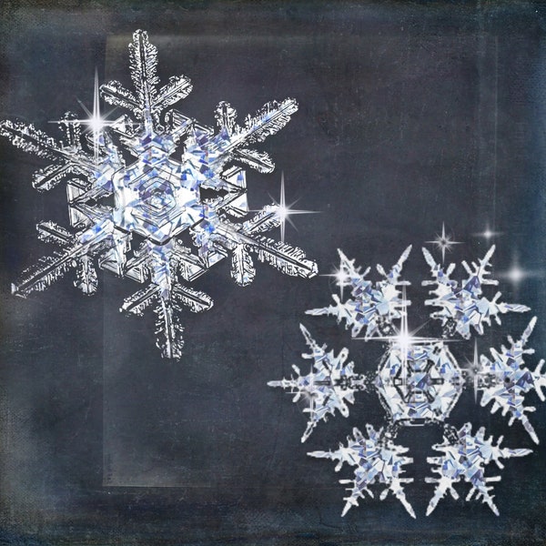 Snowflakes PNG, 10 Sparkly Digital Snowflakes, Winter Clipart