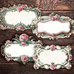 French Rose Labels, 30 Blank Junk Journal Labels, Fussy Cuts, Digital ...