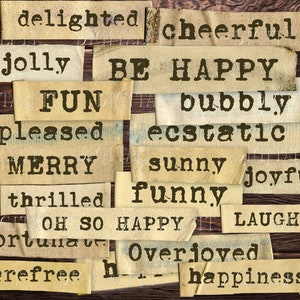 Happy Words, 20 le parole più felici, parole digitali - Download digitale istantaneo, JPG