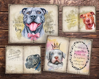 Pitbull Dog Junk Journal Paper: Lined Writing Pages (PDF)