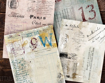 Stamped Paper for Tearing, Junk Journaling Digitals Tidbits, Junk Journal Kit, PDF