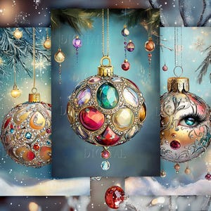 Clipart décorations de Noël, 32 cartes de Noël, cadeau de Noël, fabrication de cartes, demi-page, 5,5 x 8,5 po., scrapbooking, journal indésirable, PDF