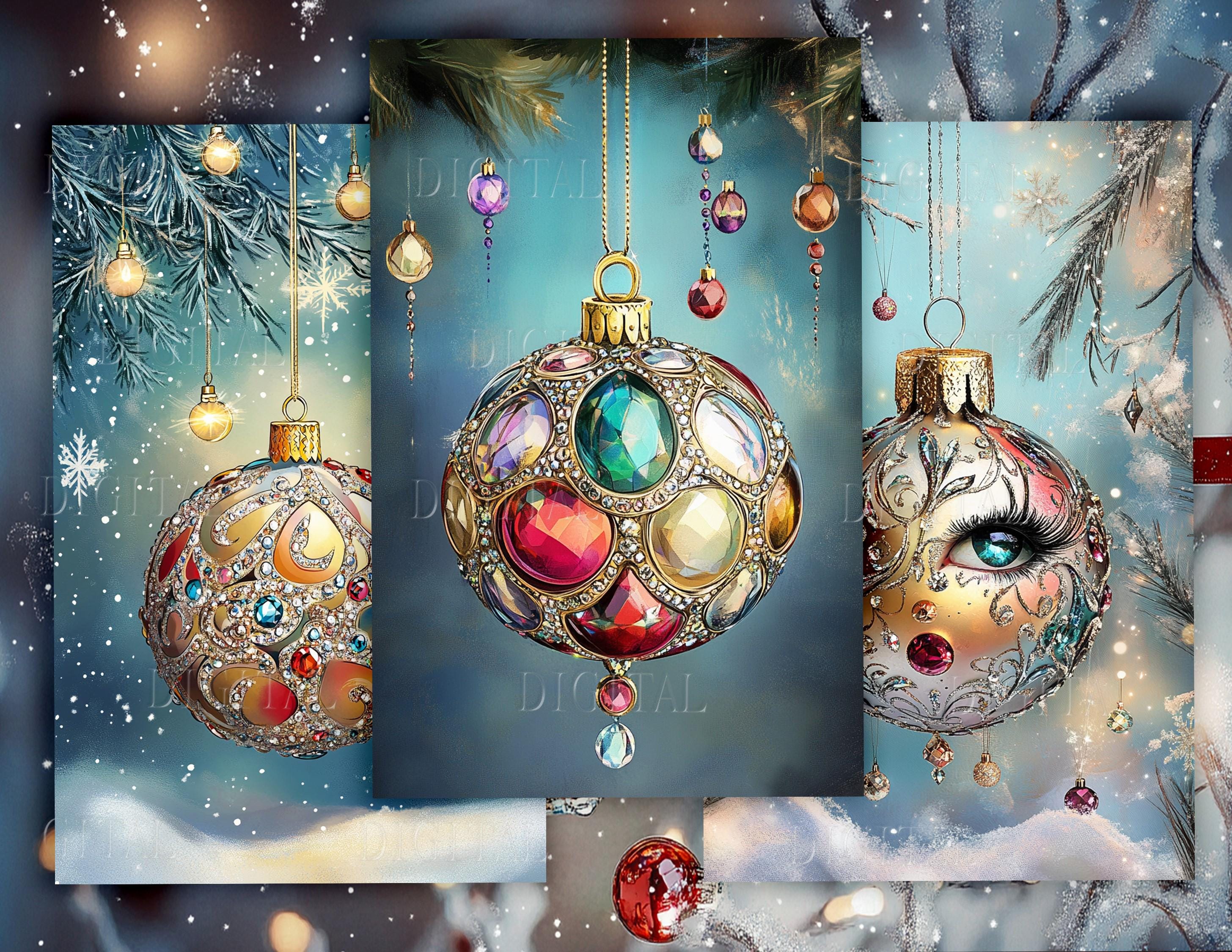 Christmas Ornaments Clipart: Xmas Cards, Scrapbooking (PDF)