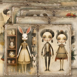 Whimsical Paper Dolls Junk Journal, Scrapbooking para impressão, 10 páginas de Junk Journal, PDF