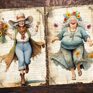 Hippie women-playful additions to your vintage and boho-themed creations. DigitalFit Etsy Store: https://www.etsy.com/shop/DigitalFit