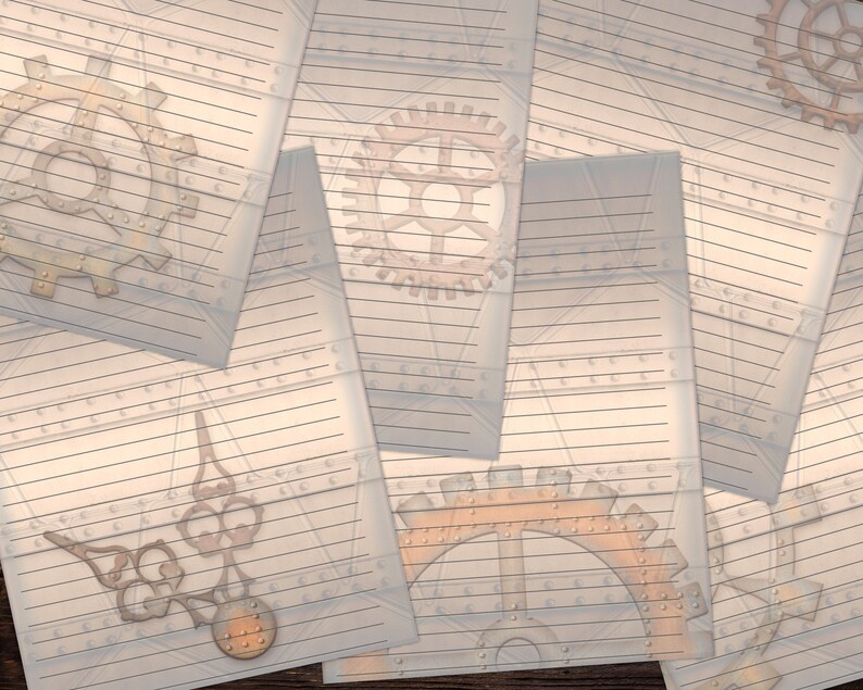 Printable Lined Paper Steampunk Stationery Paper Steampunk - Etsy