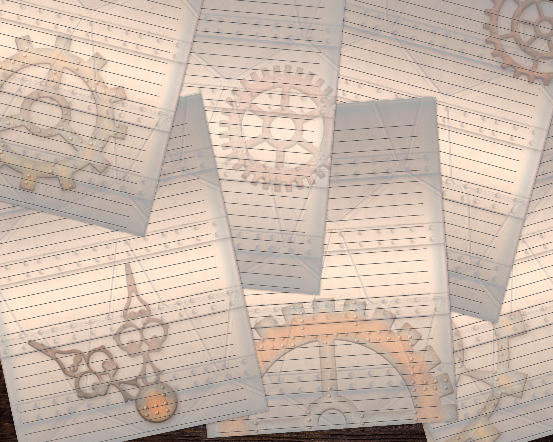 Printable Lined Paper Steampunk Stationery Paper Steampunk - Etsy