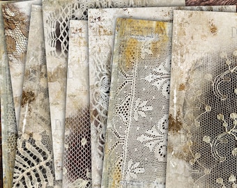 Antique French Lace Junk Journal Pages: Floral Collage Sheets (PDF)