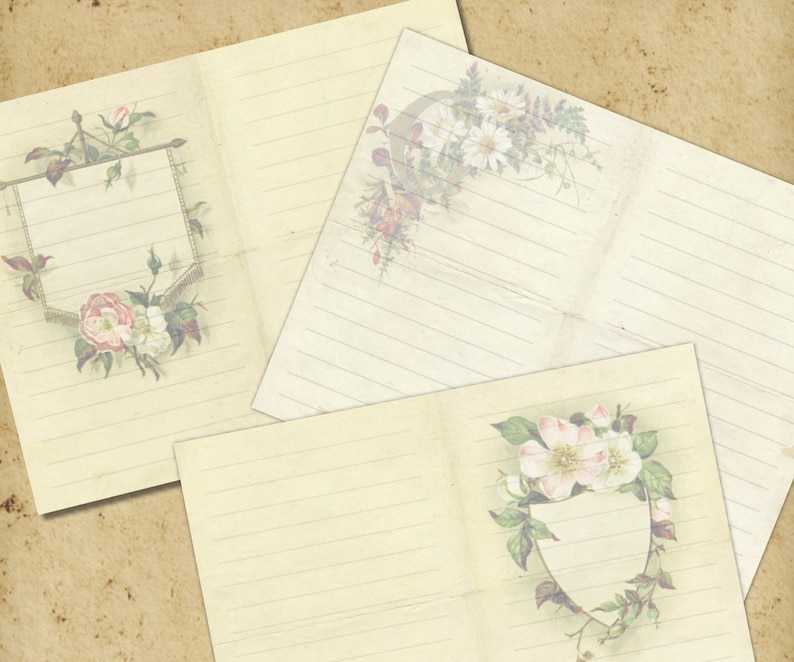 Printable Lined Paper Junk Journal Pages Vintage Style Set | Etsy