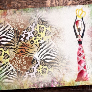 African Beauty 16 pagine digitali, diario spazzatura di ispirazione africana, carta per belle donne nere, PDF