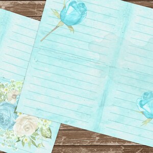 Turquoise Shabby Notebook Paper, Journal Pages Printable, Lined Digital ...