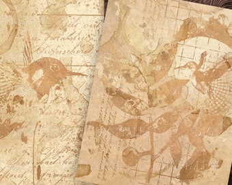 Coffee Stained Paper, 14 Digital Coffee Dyed Pages, 8.5"x11", PDF, Junk Journaling