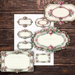 French Rose Labels, 30 Blank Junk Journal Labels, Fussy Cuts, Digital ...