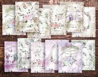 ヴィンテージ ローズ ジャンク ジャーナル ページ、12 種類のフランス