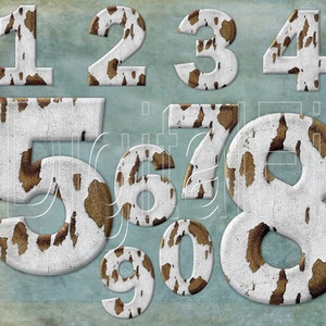Numeri rovinati, legno scrostato, numeri digitali grunge