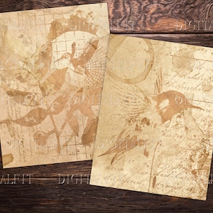 Coffee Stained Paper, 14 Digital Coffee Dyed Pages, 8.5"x11", PDF, Junk Journaling