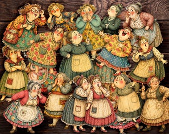 Village Gossip Ladies, 20 Vintage Paper Dolls for Junk Journal, PDF