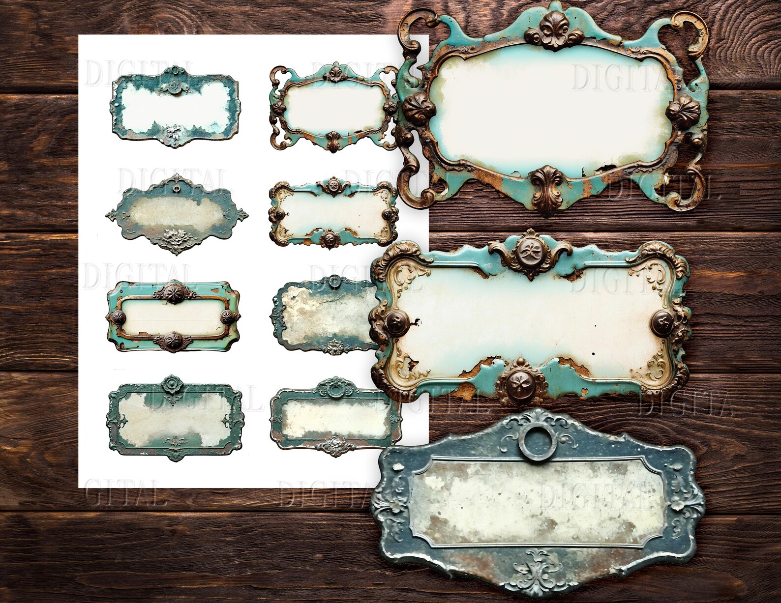 Grunge Labels, Rust Patina Steampunk Tag, 31 Fussy Cuts for Junk ...