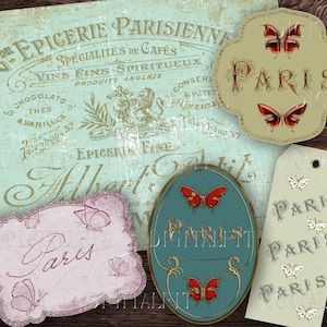 Diário de Junk Vintage de Paris, Pacote de Ephemera Francês, 24 páginas