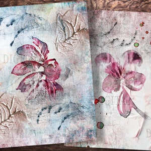 Junk Journal Backgrounds, 12 Digital Collage Sheets for Junk Journal, Botanical Pages, Instant Download , PDF