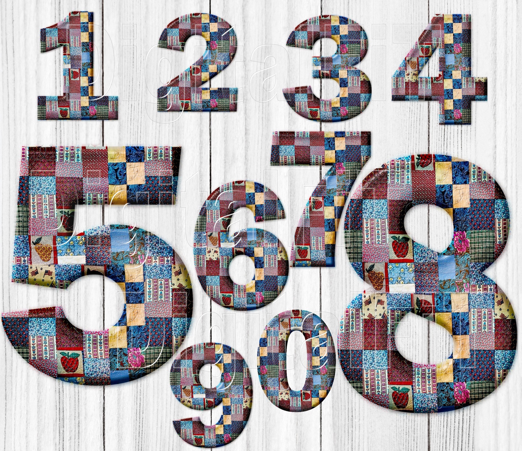 Quilt Fabric Digital Numbers Quilt Patterns Numbers PNG Etsy