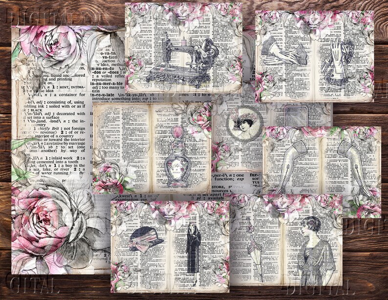 Vintage Roses Dictionary Pages Antique Images Floral Etsy