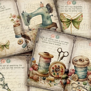 Sewing gift ideas, funny sewing quotes, gifts for sewing lovers, digital sewing junk journal, PDF