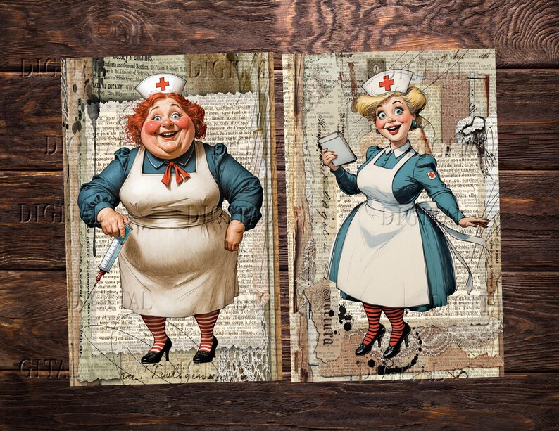Antique-inspired nurse and doctor ephemera printable for junk journals, vintage scrapbooking, and DIY paper crafts. DigitalFit Etsy Store: https://www.etsy.com/shop/DigitalFit