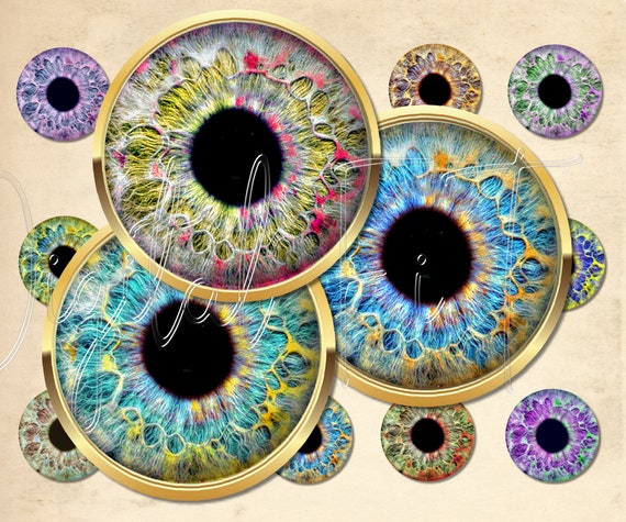Eyes Digital Collage Sheet iris bottle cap images 1\