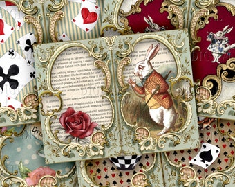 Alice in Wonderland Junk Journaling, 8 Alice Junk Journal Pages, Wonderland Kit, Alice Printables, PDF