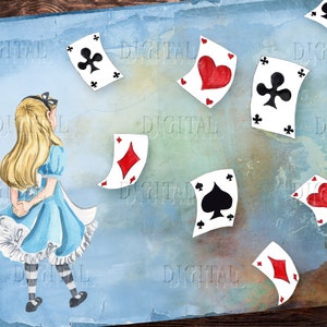 Pages imprimables du journal indésirable d'Alice au pays des merveilles, feuille de collage Alice, téléchargement de 8 papiers pour scrapbooking au pays des merveilles, PDF