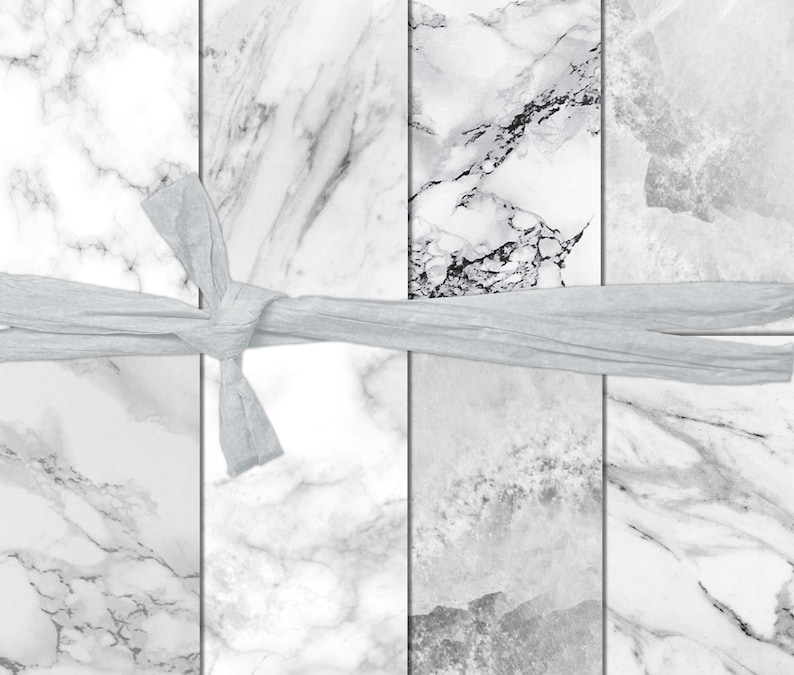 White Marble Digital Paper, Printable Marble Background, JPG image 1